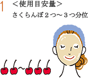1 <使用目安量>さくらんぼ2つ~3つ分位