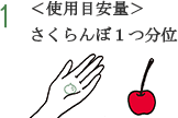 1 <使用目安量>さくらんぼ1つ分位